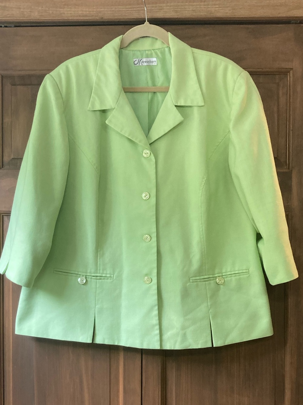 Dressbarn Chartreuse Green 3/4 Sleeve Jacket (Plus Size)